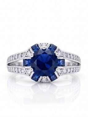 Blue Sapphire  ring, 925 Sterling Silver Charmed Aroma September Birthstone